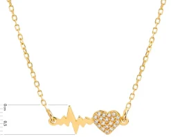 Naszyjnik srebrny z cyrkoniami - EKG serca, serce