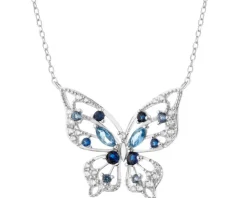 Naszyjnik srebrny z cyrkoniami - motyl