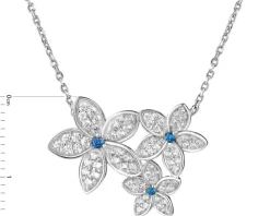 Naszyjnik srebrny z cyrkonami - kwiaty