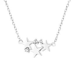 Naszyjnik srebrny z cyrkoniami - gwiazdy