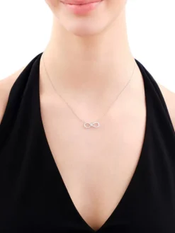 Naszyjnik srebrny z cyrkoniami - nieskończoność, serce