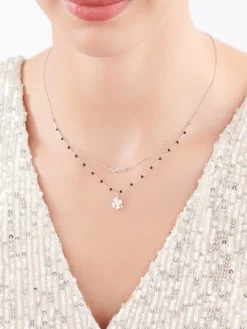 Naszyjnik srebrny z emalią - nieskończoność, koniczyna