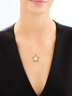 Naszyjnik srebrny z emalią - gwiazdy
