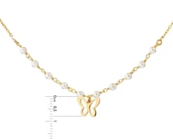 Naszyjnik srebrny z masą perłową - motyl