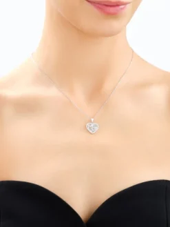 Naszyjnik srebrny z masą perłową i cyrkoniami