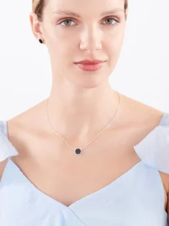 Naszyjnik srebrny z onyksem - koło