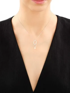 Naszyjnik srebrny z perłą - koła