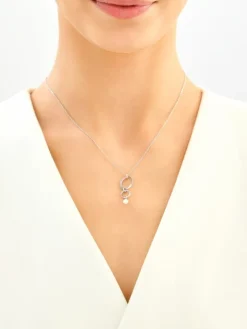 Naszyjnik srebrny z perłą - koła