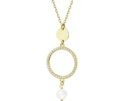 Naszyjnik srebrny z perłą i cyrkoniami - koła
