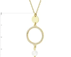 Naszyjnik srebrny z perłą i cyrkoniami - koła