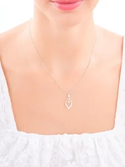 Naszyjnik srebrny z perłą i cyrkonią