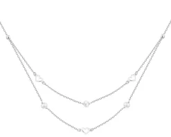 Naszyjnik srebrny z perłami - serca