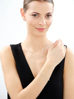 Naszyjnik srebrny z perłami - serca