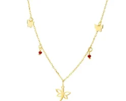 Naszyjnik srebrny ze szkłem - ważka, motyle