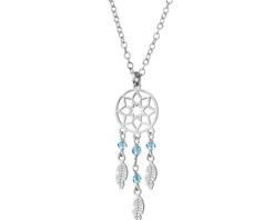 Naszyjnik srebrny ze szkłem - łapacz snów