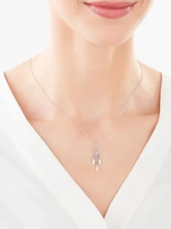 Naszyjnik srebrny ze szkłem - łapacz snów