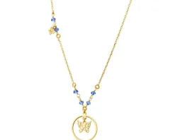 Naszyjnik srebrny ze szkłem - motyle, koło