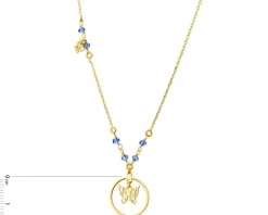 Naszyjnik srebrny ze szkłem - motyle, koło