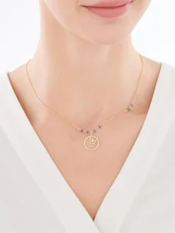 Naszyjnik srebrny ze szkłem - motyle, koło