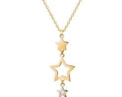 Naszyjnik srebrny ze szkłem - gwiazdy