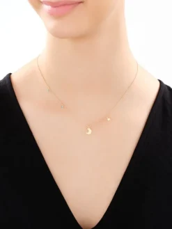 Naszyjnik srebrny ze szkłem -Księżyc, gwiazda