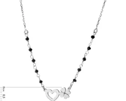 Naszyjnik srebrny ze szkłem - serce, koniczyna