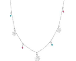 Naszyjnik srebrny ze szlifowanym szkłem - kwiaty