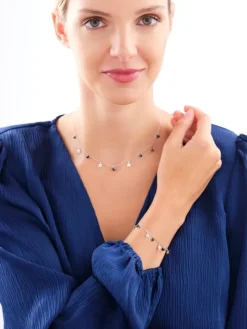 Naszyjnik srebrny ze szlifowanym szkłem - gwiazdy