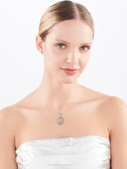 Naszyjnik srebrny ze szlifowanym szkłem - rozeta