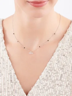 Naszyjnik srebrny ze szlifowanym szkłem - mama