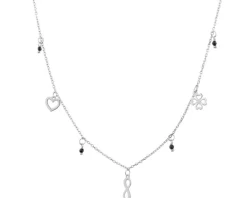 Naszyjnik srebrny ze szlifowanym szkłem - nieskończoność, koniczyna, serce