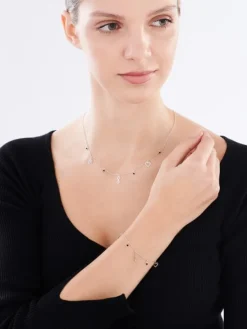 Naszyjnik srebrny ze szlifowanym szkłem - nieskończoność, koniczyna, serce