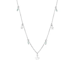 Naszyjnik srebrny ze szlifowanym szkłem - kwiaty