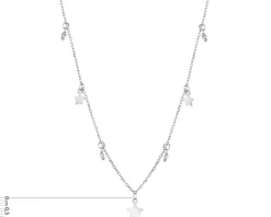 Naszyjnik srebrny ze szlifowanym szkłem - kwiaty