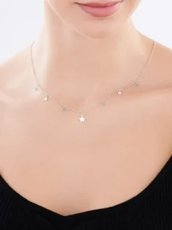 Naszyjnik srebrny ze szlifowanym szkłem - gwiazdy