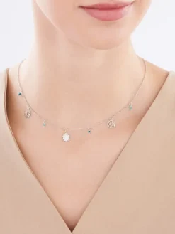 Naszyjnik srebrny ze szlifowanym szkłem - kwiaty