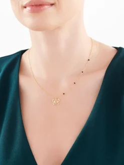 Naszyjnik  srebrny ze szlifowanym szkłem - motyl