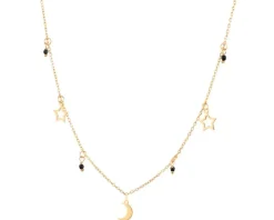 Naszyjnik srebrny ze szlifowanym szkłem - Księżyc, gwiazdy