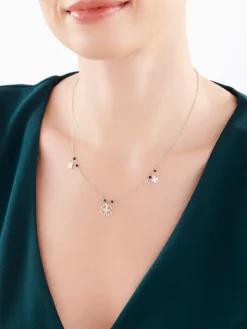 Naszyjnik srebrny ze szlifowanym szkłem - koniczyny