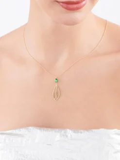 Naszyjnik srebrny ze szlifowanym szkłem - liść