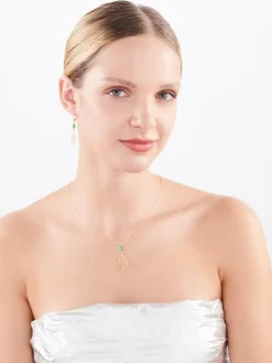 Naszyjnik srebrny ze szlifowanym szkłem - liść