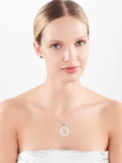 Naszyjnik srebrny ze szlifowanym szkłem - rozeta