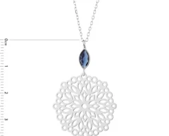 Naszyjnik srebrny ze szlifowanym szkłem - rozeta