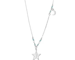 Naszyjnik srebrny ze szlifowanym szkłem - gwiazda, Księżyc