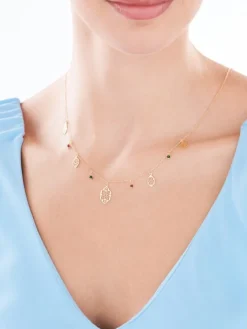 Naszyjnik srebrny ze szlifowanym szkłem - rozety