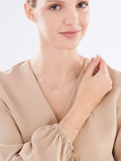 Naszyjnik srebrny ze szlifowanym szkłem - samolot, planeta, serce