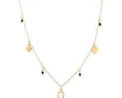 Naszyjnik srebrny ze szlifowanym szkłem - podkowa, koniczyna, serce