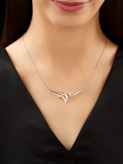 Naszyjnik z białego złota z brylantami - 0,15 ct - próba 585