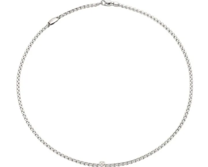 Naszyjnik z białego złota z brylantami - 0,19 ct - próba 750