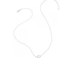 Naszyjnik z białego złota z diamentem - serca - 0,003 ct - próba 375